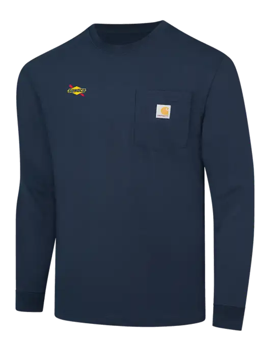 Carhartt Navy Workwear Pocket Long Sleeve T-Shirt w/Sunoco Logo