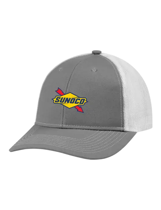 Snapback Ponytail Trucker Cap Light Medium Heather Grey w/White Mesh w/Sunoco Logo