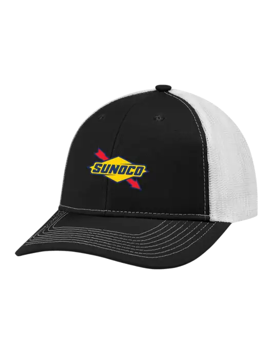 Snapback Ponytail Trucker Cap Black w/White Mesh w/Sunoco Logo