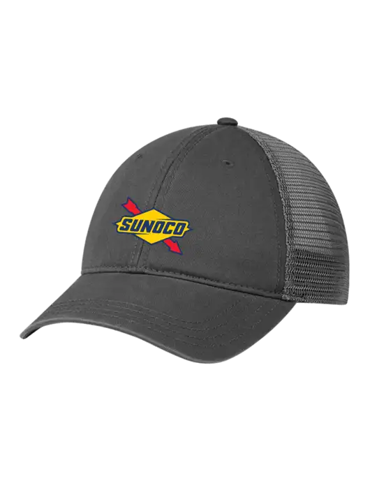 Richardson 111 Garment Washed Trucker Cap Charcoal w/Charcoal Mesh w/Sunoco Logo