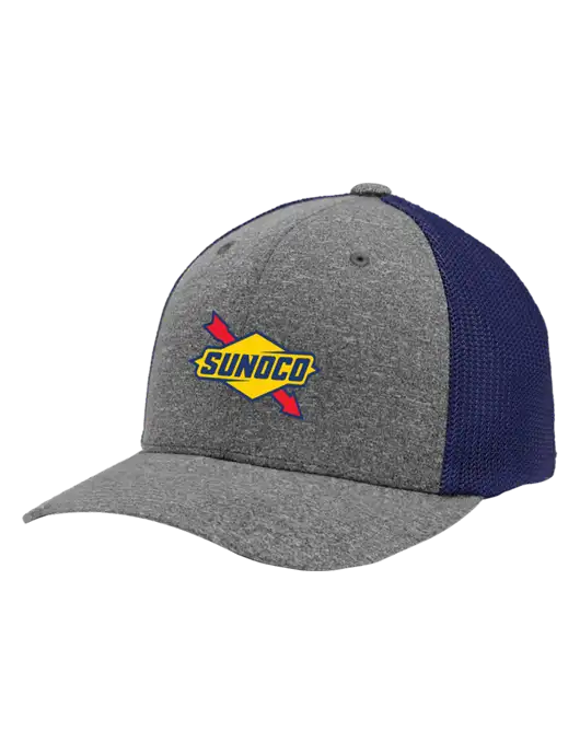 Flexfit Navy/Medium Grey Heather Melange Mesh Back Trucker Cap w/Sunoco Logo