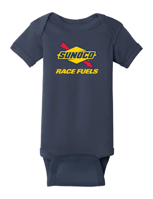 Rabbit Skins Navy Infant Short Sleeve Baby Rib Bodysuit w/Sunoco Race Fuels Logo