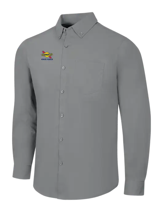 Medium Grey Long Sleeve Carefree Poplin Shirt w/Sunoco Race Fuels Logo