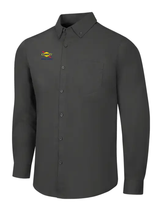 Dark Grey Long Sleeve Carefree Poplin Shirt w/Sunoco Race Fuels Logo
