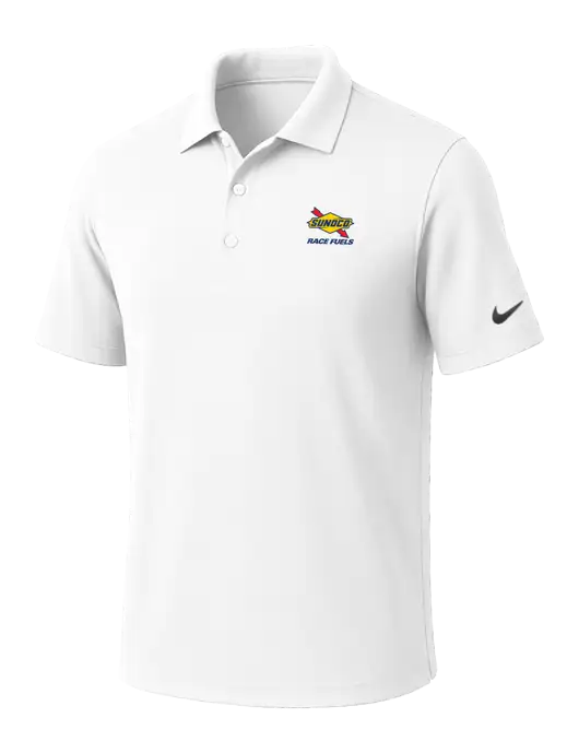 NIKE White Dri-Fit Micro Pique Polo w/Sunoco Race Fuels Logo