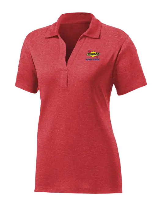 Womens Red Heather Contender Polo w/Sunoco Race Fuels Logo