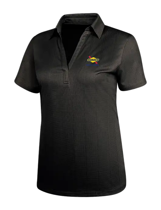 Black Womens Performance Fine Jacquard Polo w/Sunoco Race Fuels Logo