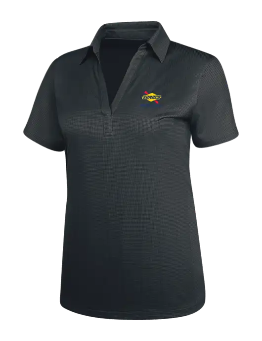 Dark Grey Womens Performance Fine Jacquard Polo w/Sunoco Race Fuels Logo