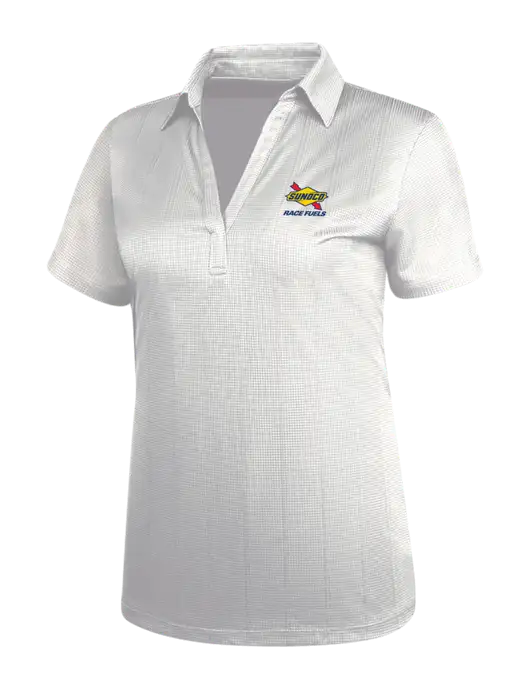 White Womens Performance Fine Jacquard Polo w/Sunoco Race Fuels Logo