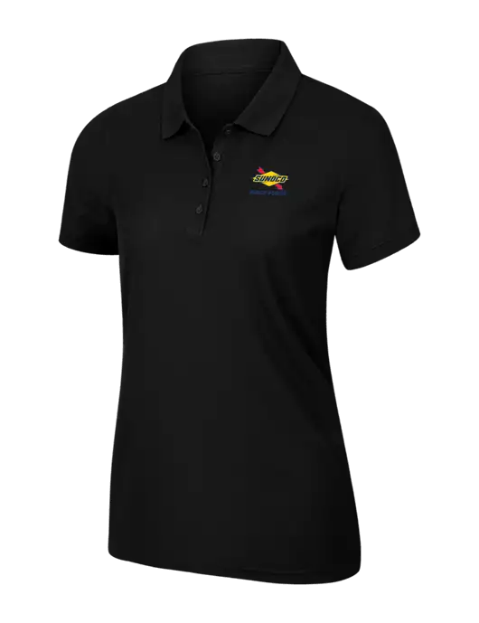 Womens Black Core Classic Pique Polo w/Sunoco Race Fuels Logo