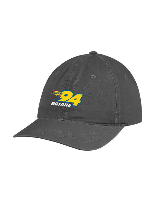 Garment Washed Unstructured Twill Charcoal Cap w/Sunoco 94 Octane Logo
