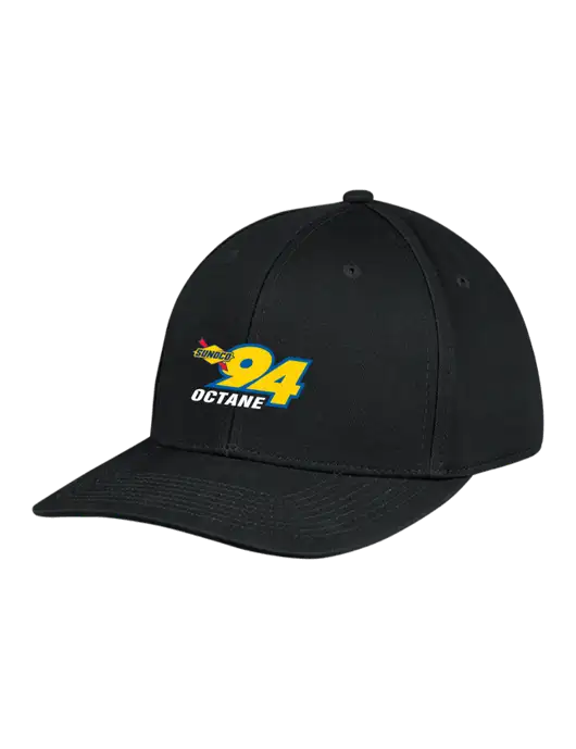 Premium Modern Structured Twill Black Snapback Cap w/Sunoco 94 Octane Logo