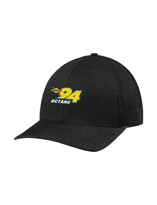 Richardson Adjustable Snapback Original 112 Trucker Cap Black w/Black Mesh w/Sunoco 94 Octane Logo