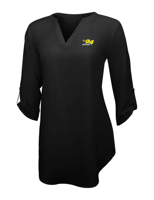 Womens Black 3/4 Sleeve Tunic Blouse w/Sunoco 94 Octane Logo