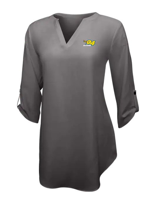 Dark Grey Womens 3/4 Sleeve Tunic Blouse w/Sunoco 94 Octane Logo