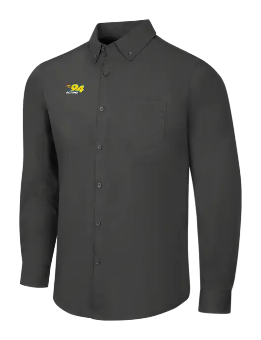 Dark Grey Long Sleeve Carefree Poplin Shirt w/Sunoco 94 Octane Logo