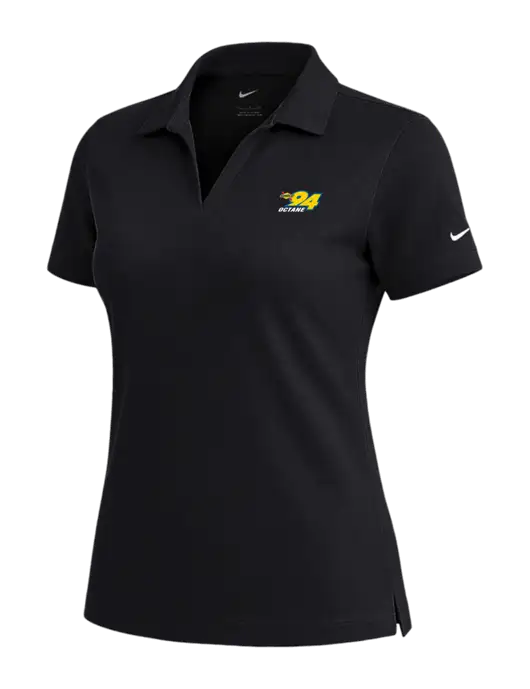 NIKE Black Womens Dri-Fit Micro Pique Polo w/Sunoco 94 Octane Logo