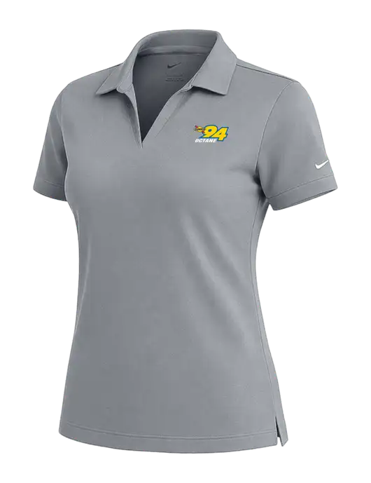 NIKE Medium Grey Womens Dri-Fit Micro Pique Polo w/Sunoco 94 Octane Logo