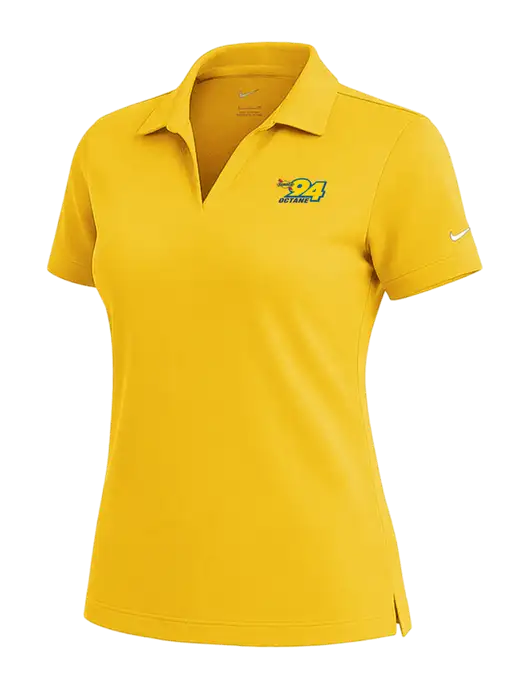 NIKE Yellow Gold Womens Dri-Fit Micro Pique Polo w/Sunoco 94 Octane Logo